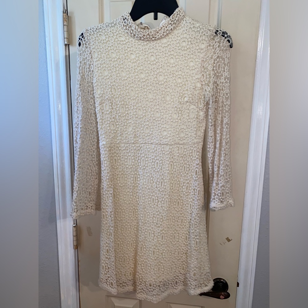 Ivory Dress With Lace Sleeves